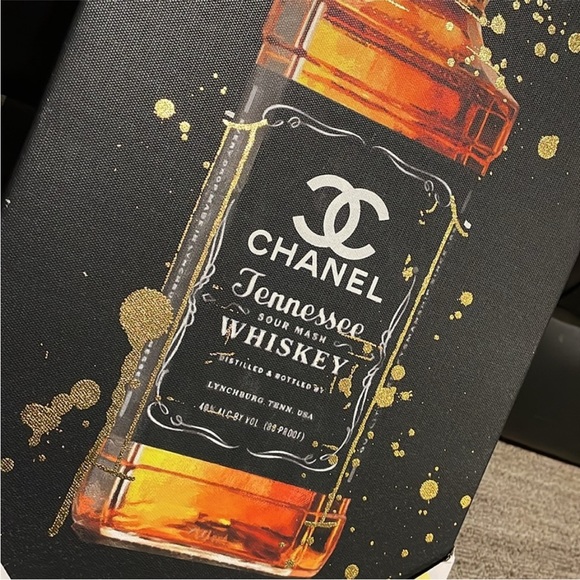 Lux fashion whiskey artwork NWT 10x20 Chanel whiskey - Picture 3 of 3